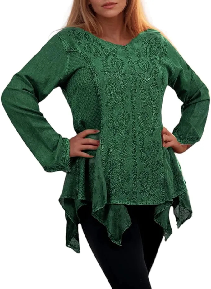 302 Bohemian Asymmetrical Handkerchief Tunic Blouse