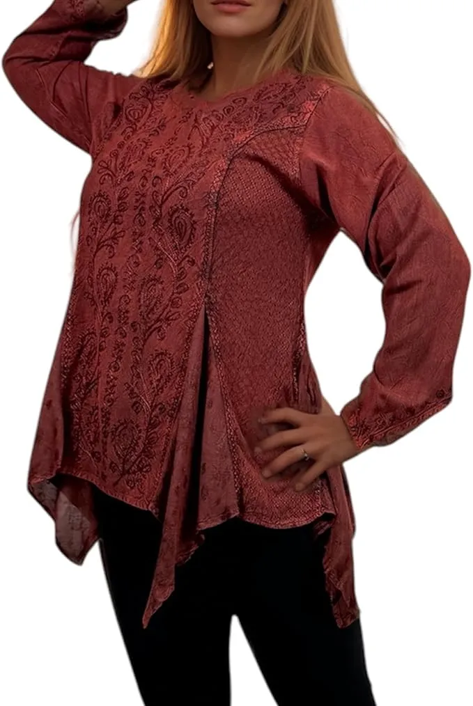 302 Bohemian Asymmetrical Handkerchief Tunic Blouse