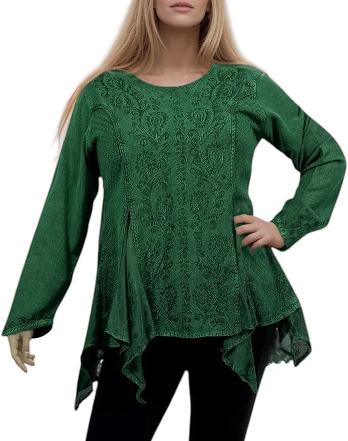 302 Bohemian Asymmetrical Handkerchief Tunic Blouse