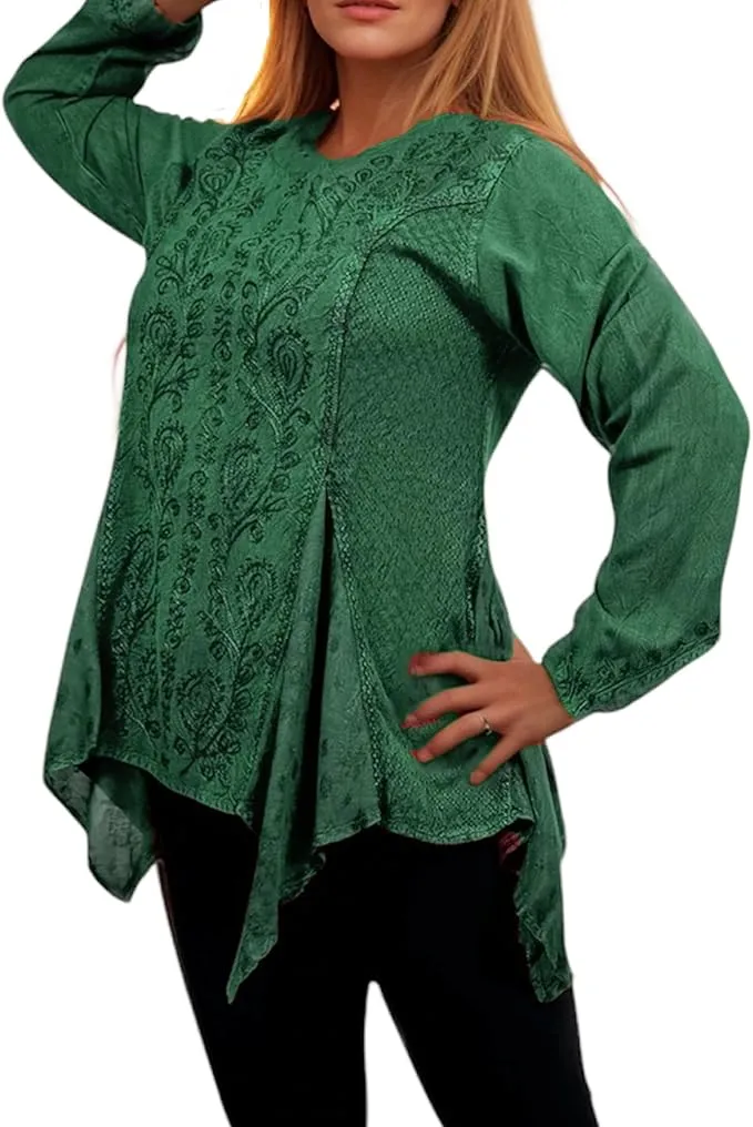 302 Bohemian Asymmetrical Handkerchief Tunic Blouse