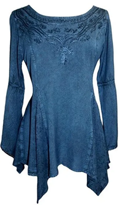 303 NB Bohemian Asymmetrical Handkerchief Tunic Blouse