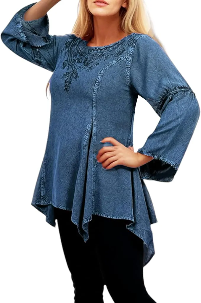 303 NB Bohemian Asymmetrical Handkerchief Tunic Blouse