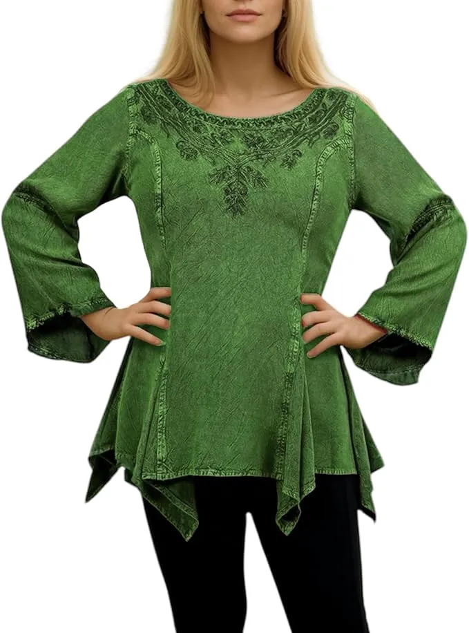 303 NB Bohemian Asymmetrical Handkerchief Tunic Blouse