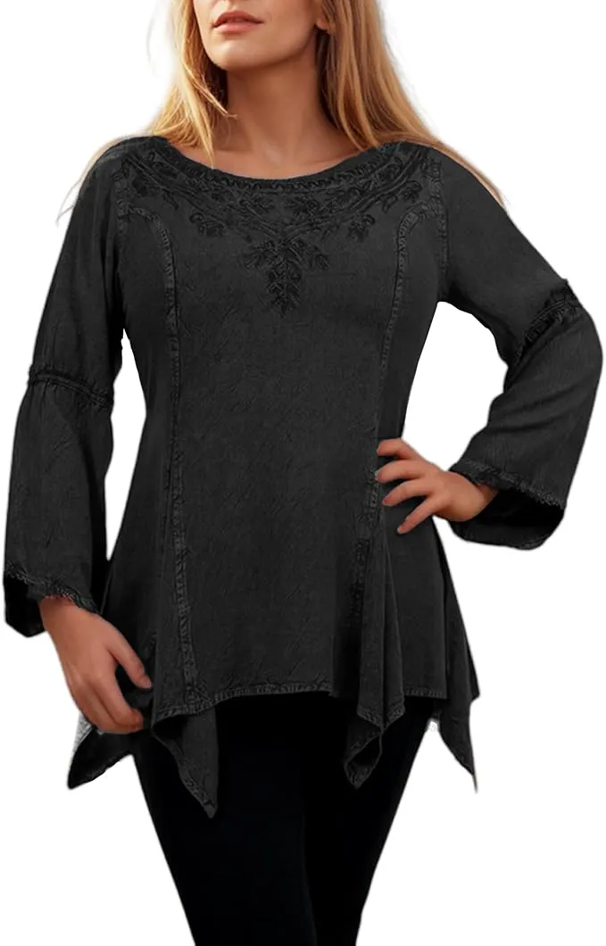 303 NB Bohemian Asymmetrical Handkerchief Tunic Blouse