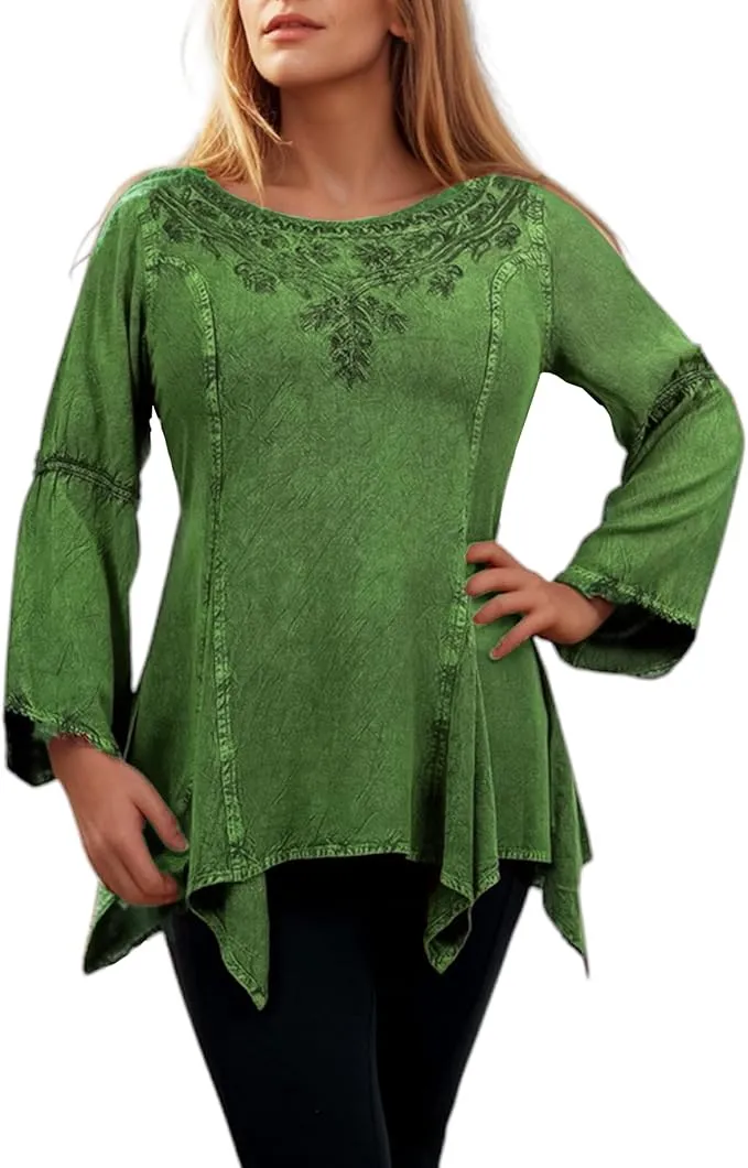 303 NB Bohemian Asymmetrical Handkerchief Tunic Blouse