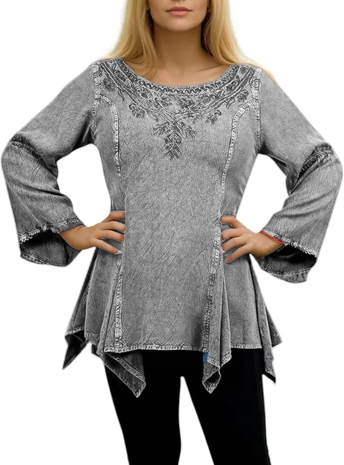303 NB Bohemian Asymmetrical Handkerchief Tunic Blouse