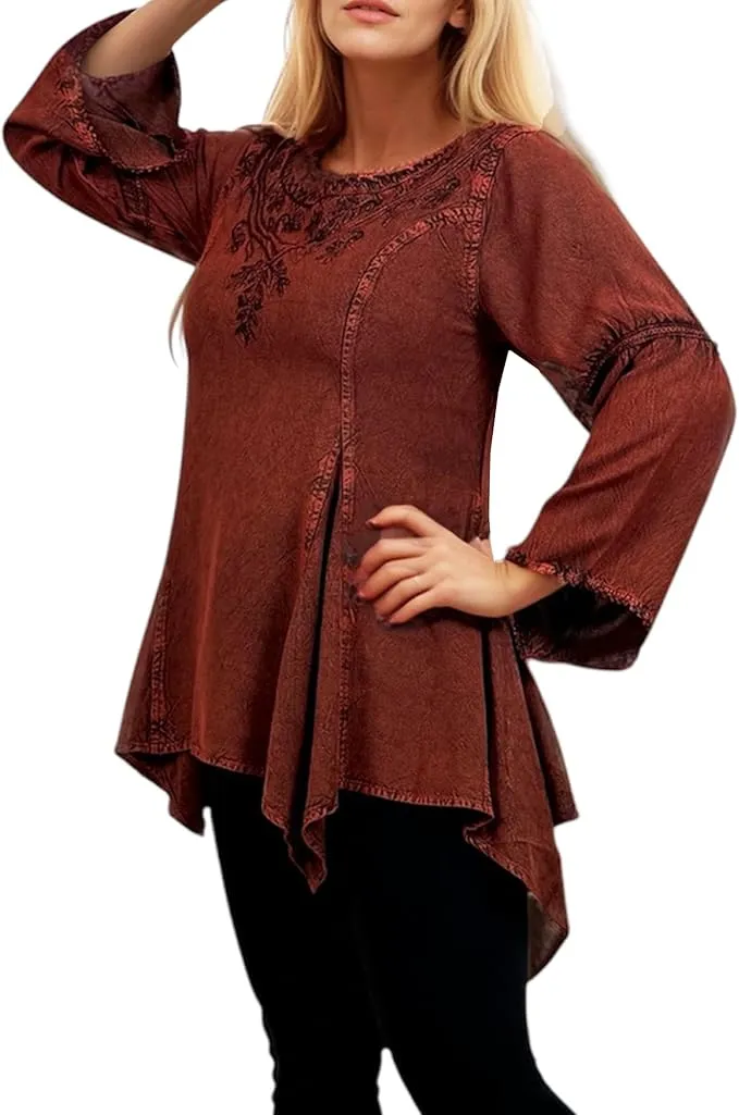 303 NB Bohemian Asymmetrical Handkerchief Tunic Blouse