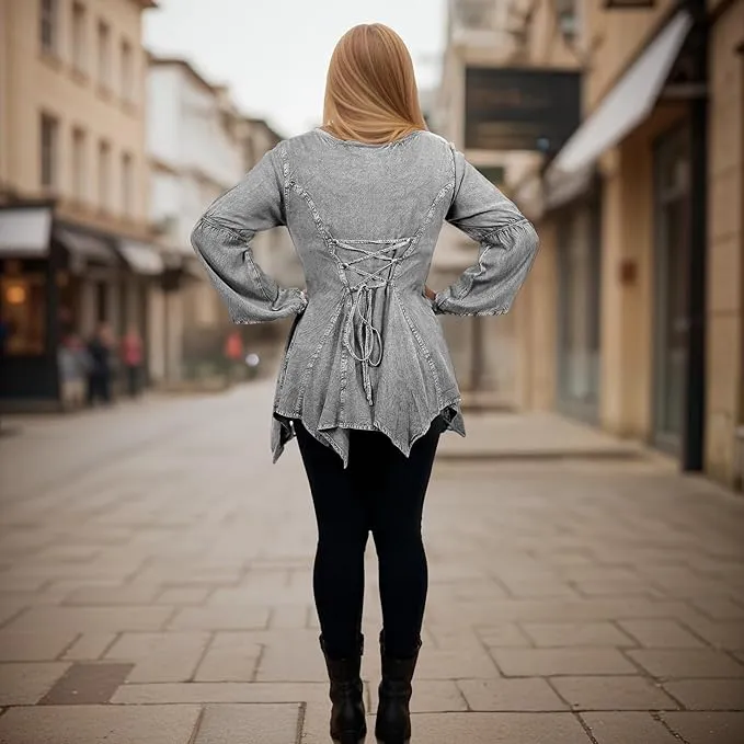303 NB Bohemian Asymmetrical Handkerchief Tunic Blouse