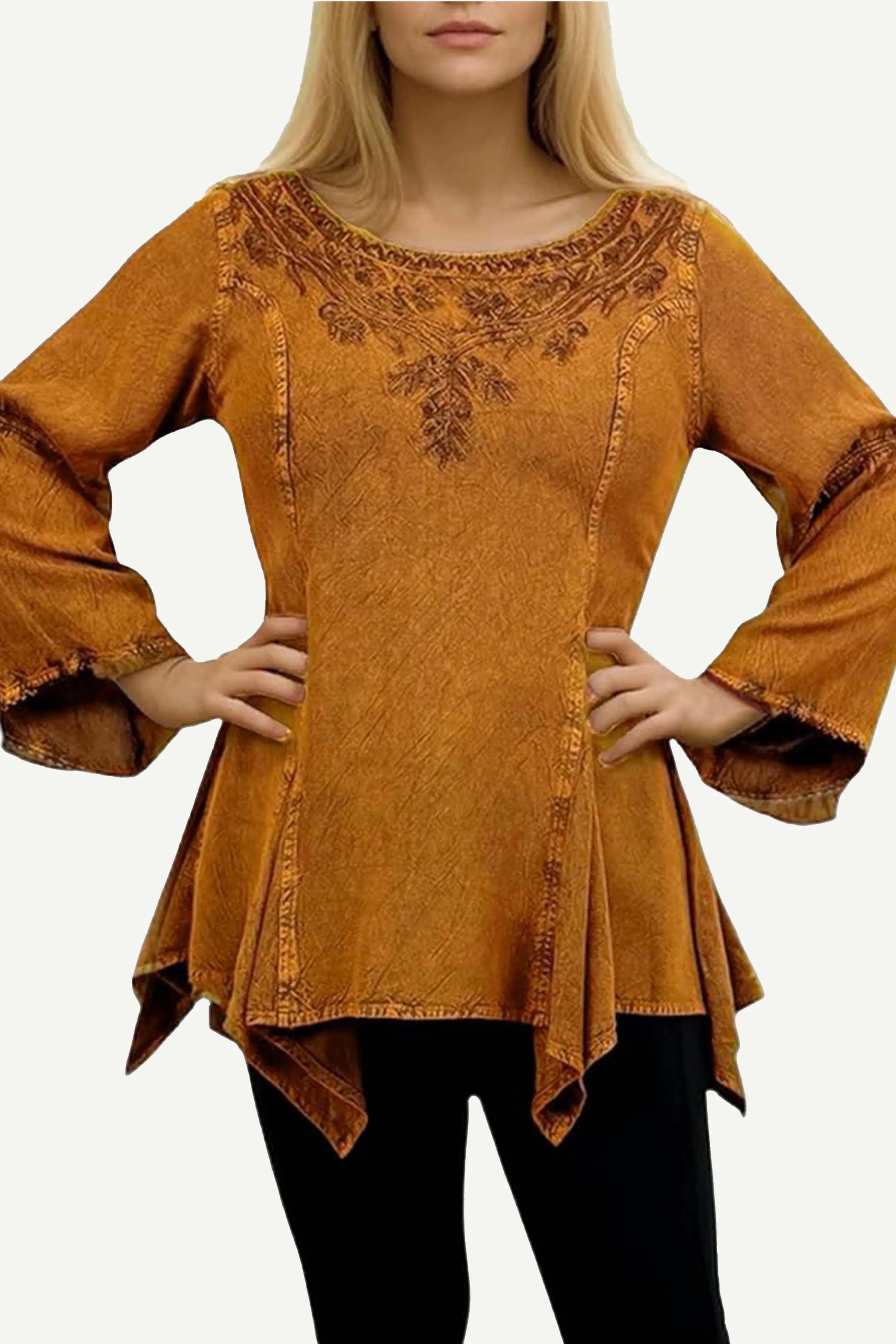 303 NB Bohemian Asymmetrical Handkerchief Tunic Blouse
