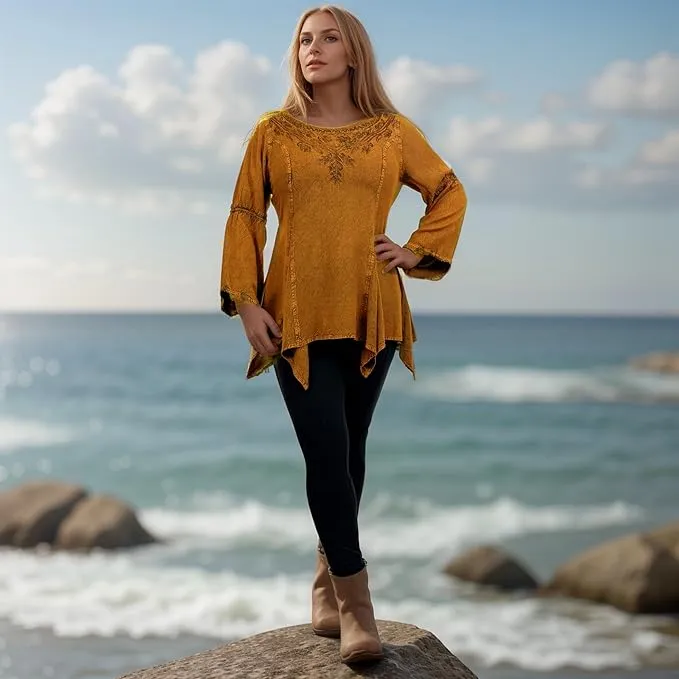303 NB Bohemian Asymmetrical Handkerchief Tunic Blouse