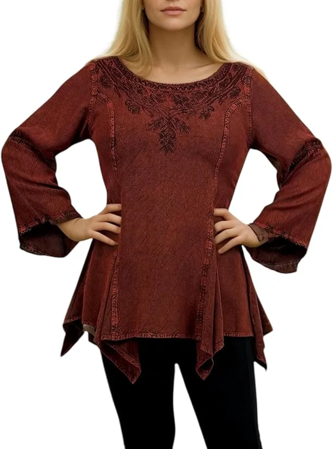 303 NB Bohemian Asymmetrical Handkerchief Tunic Blouse