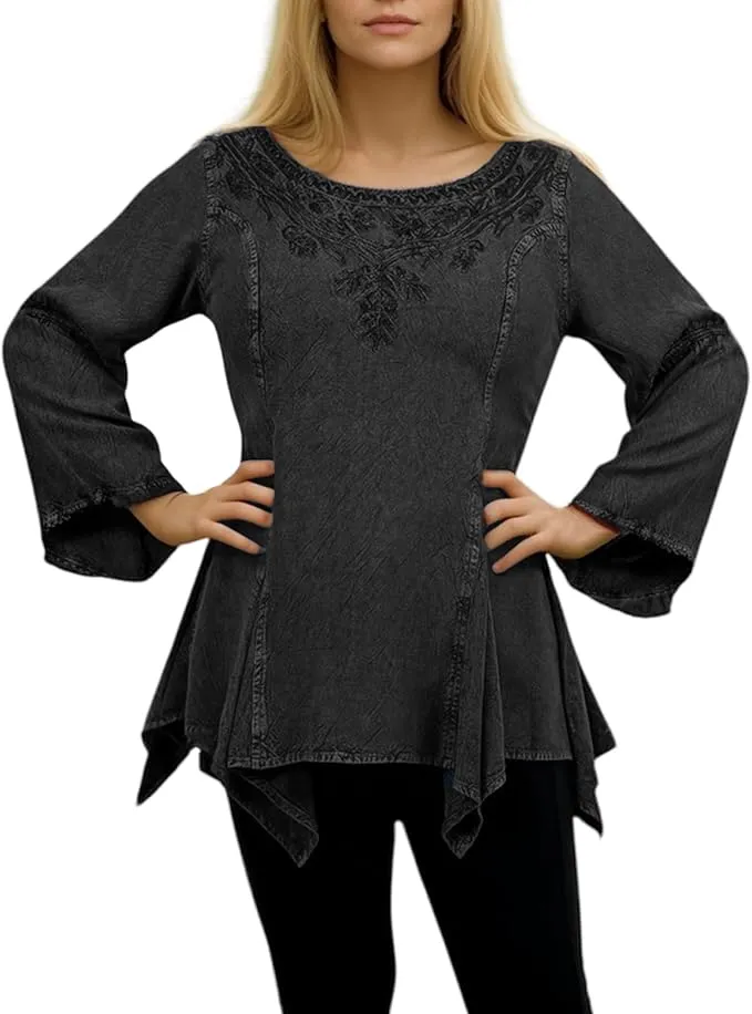 303 NB Bohemian Asymmetrical Handkerchief Tunic Blouse