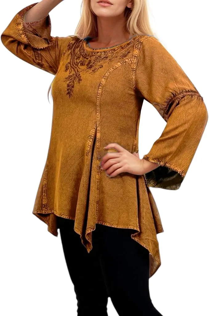 303 NB Bohemian Asymmetrical Handkerchief Tunic Blouse