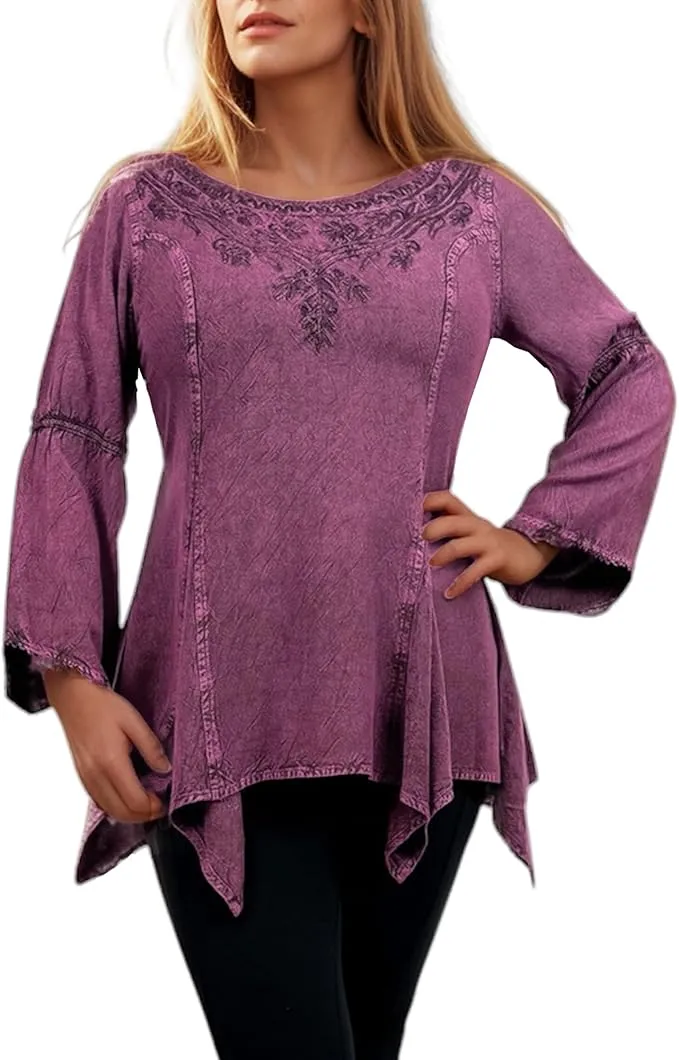 303 NB Bohemian Asymmetrical Handkerchief Tunic Blouse