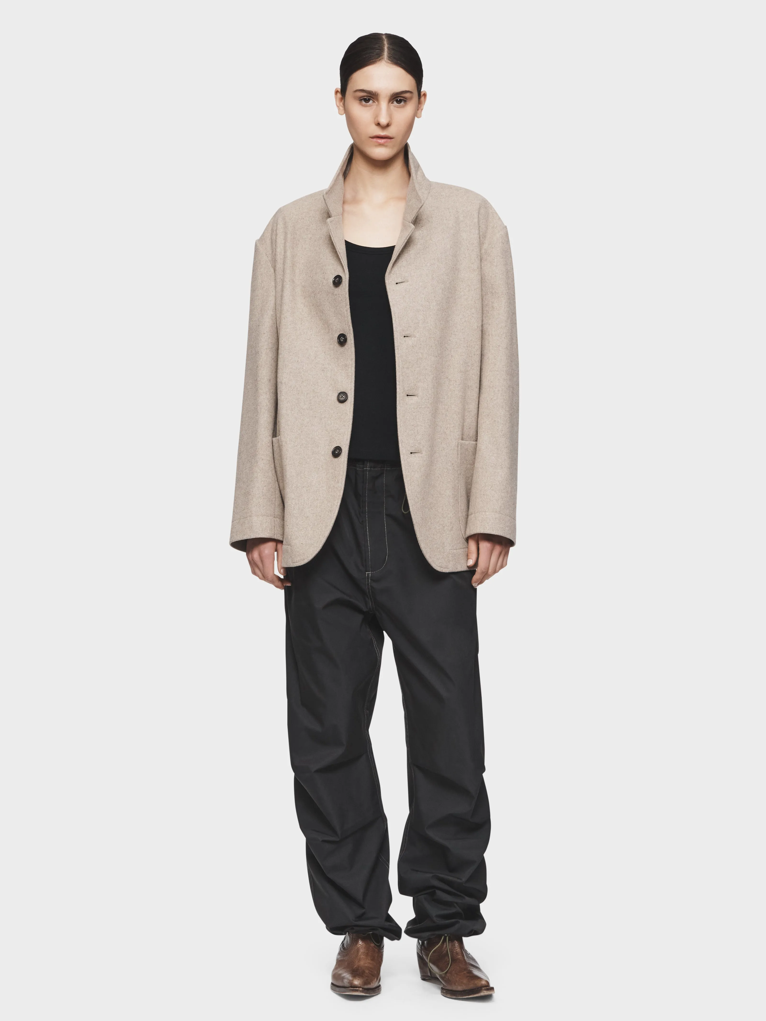 4 Button Blazer Jacket in Oat