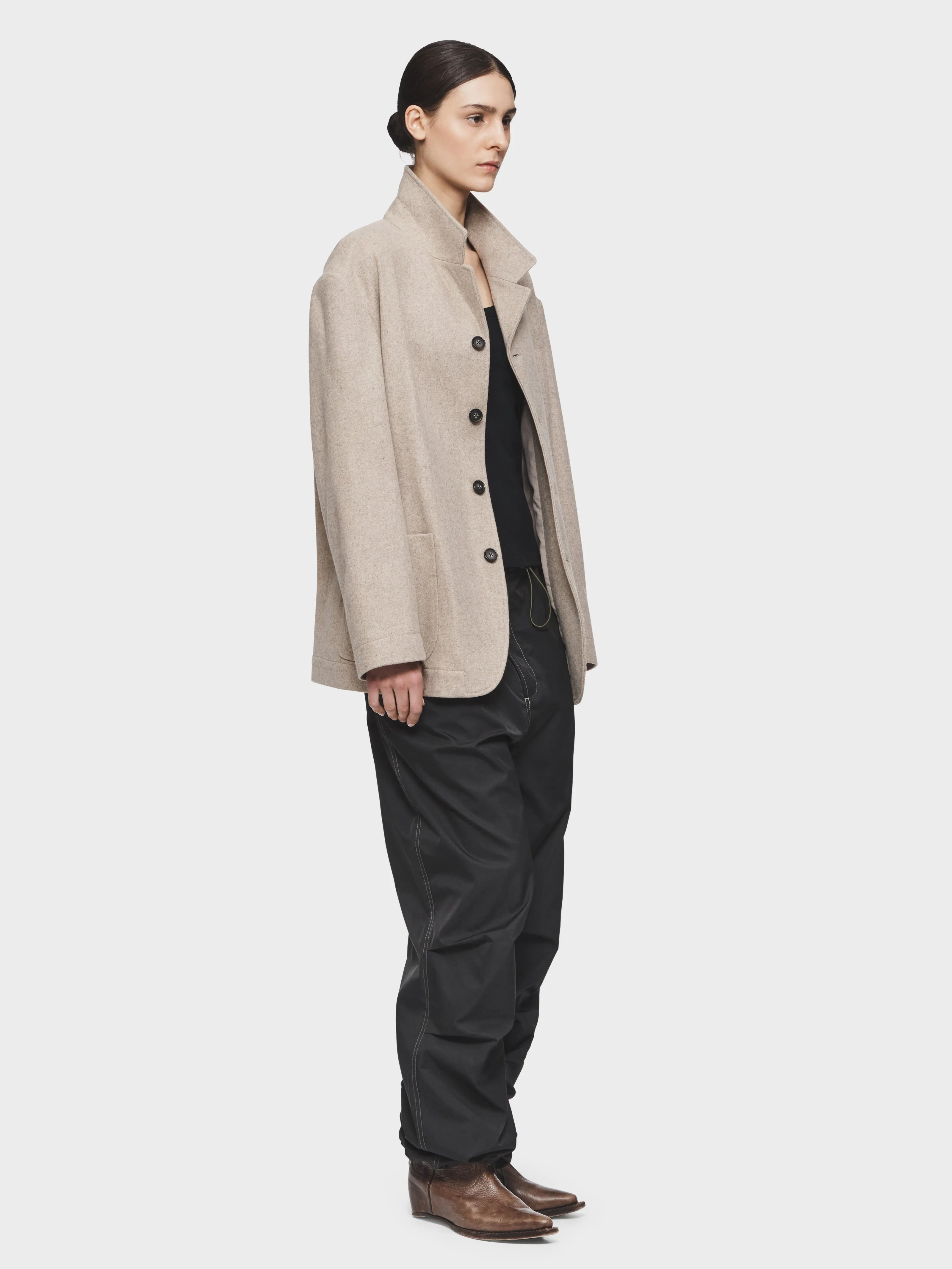 4 Button Blazer Jacket in Oat