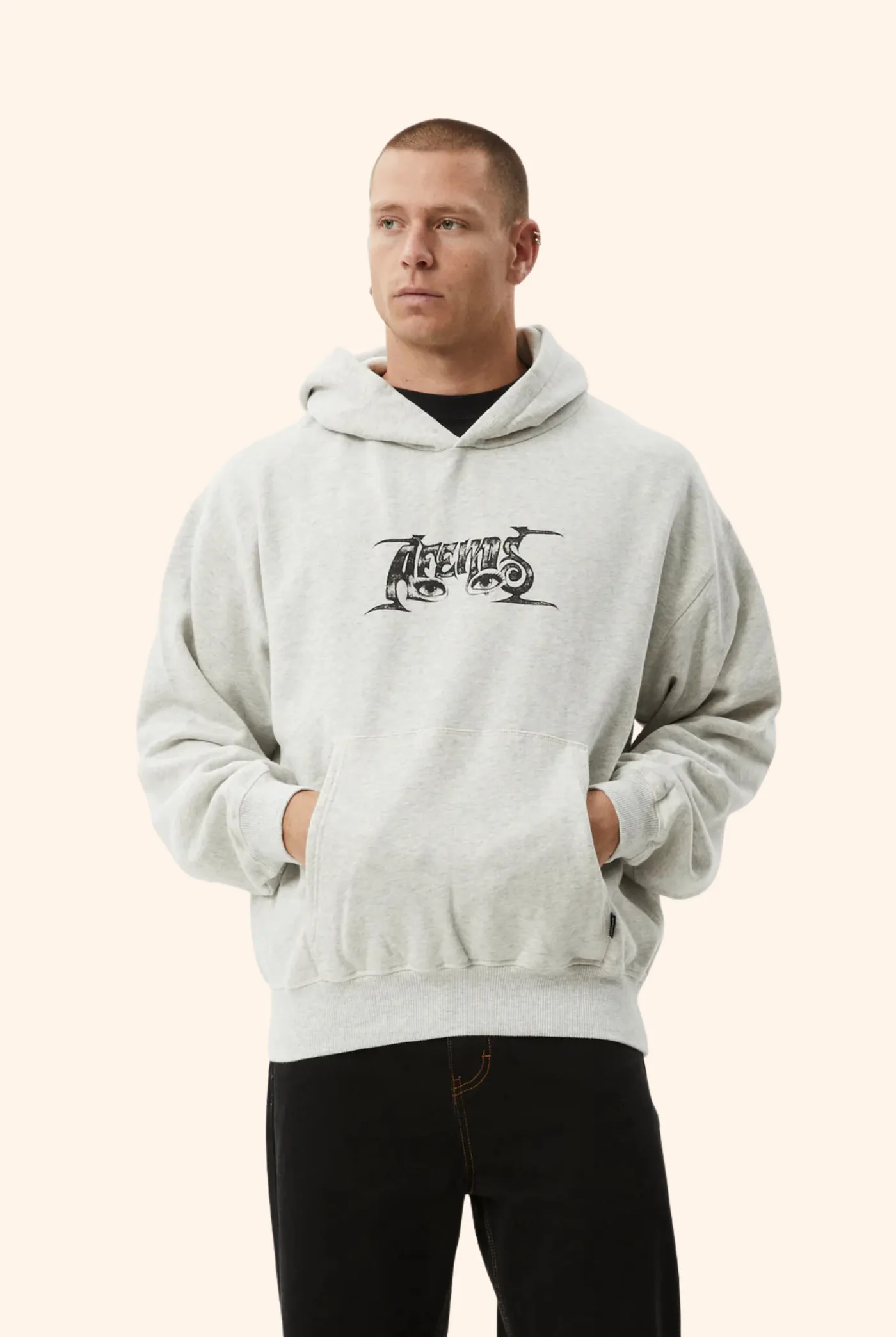 All Eyez Boxy Pull On Hood Grey Marle