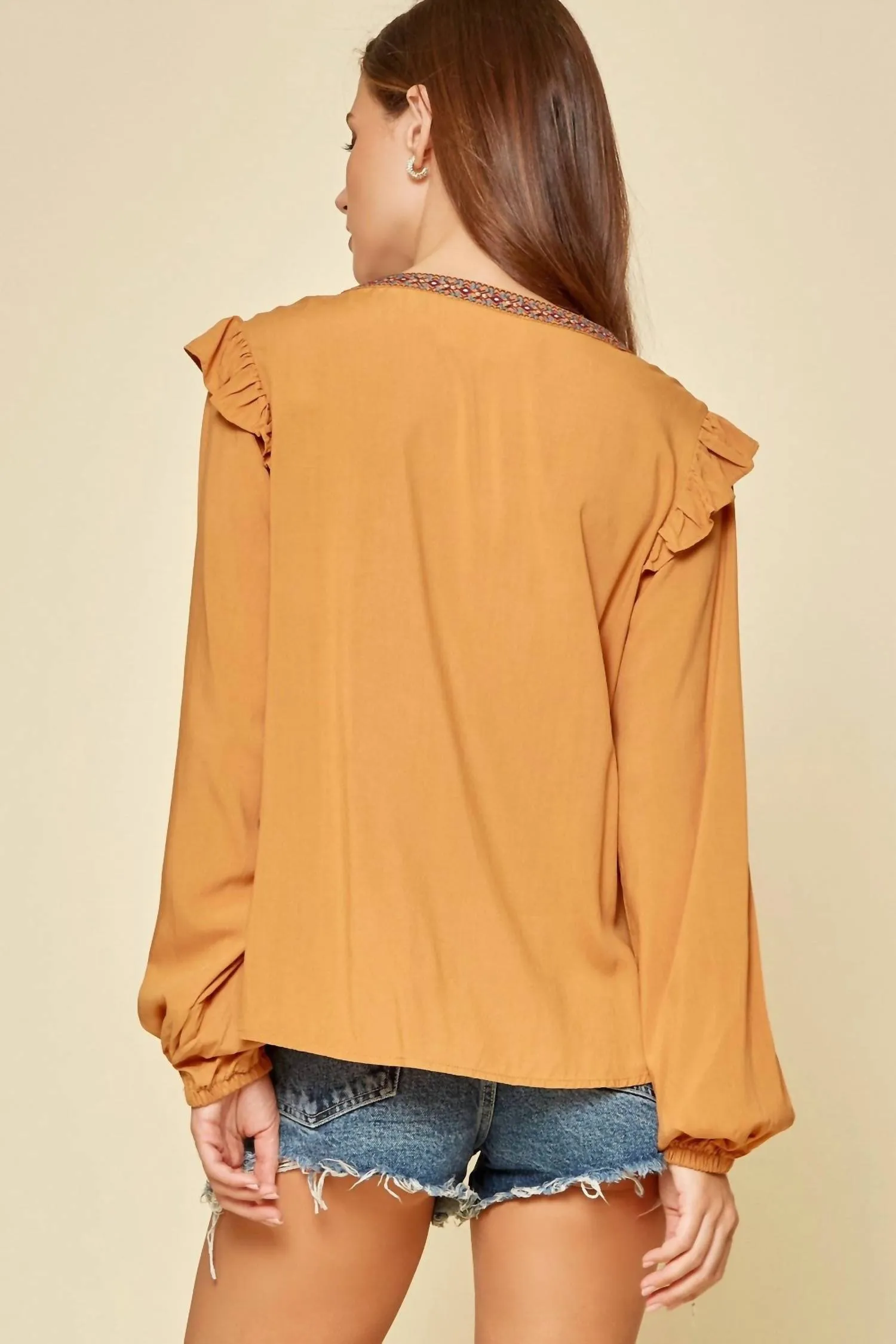 Andree By Unit - Ruffle Detail Embroidered Blouse
