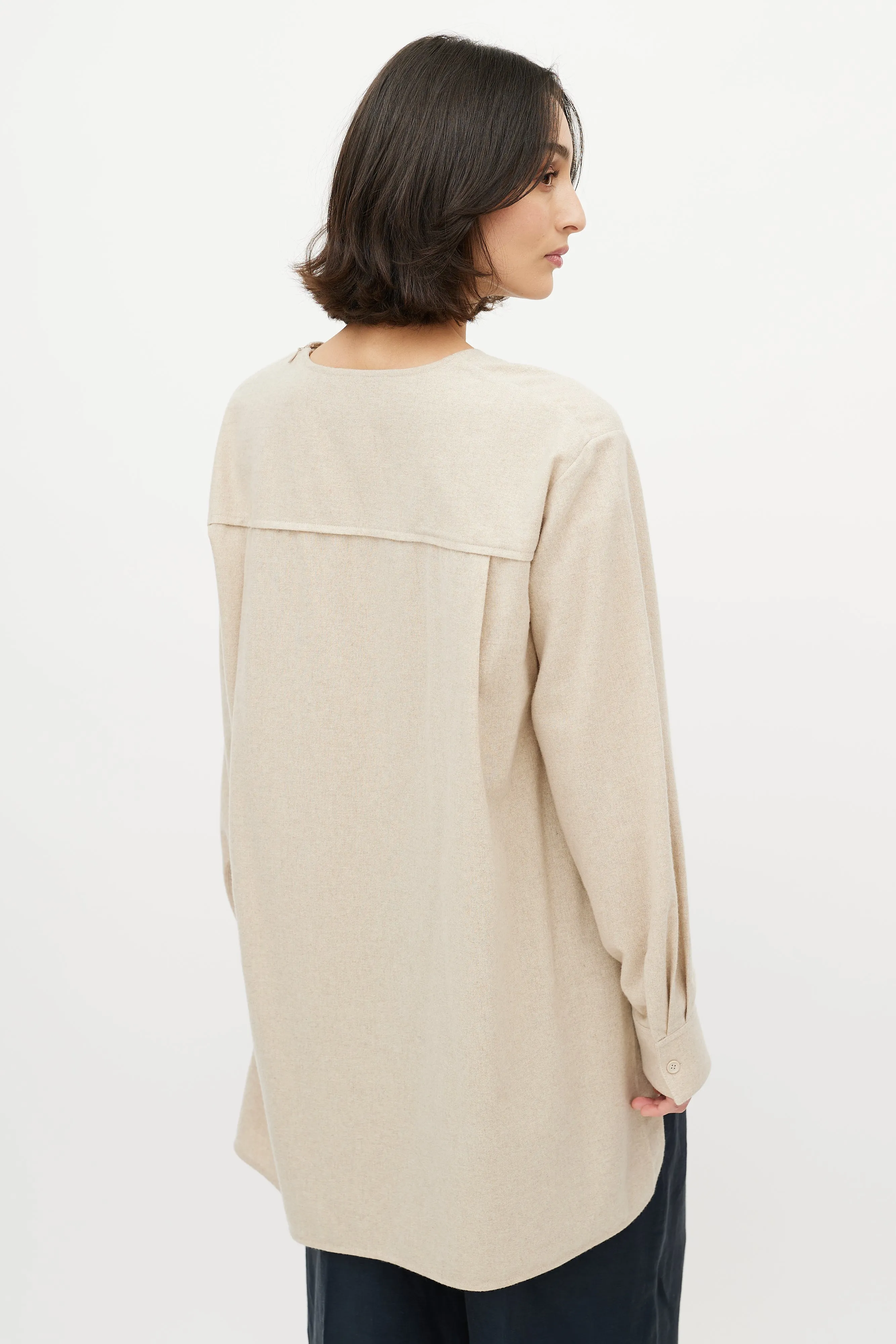 Beige Cashmere Side Slit Top