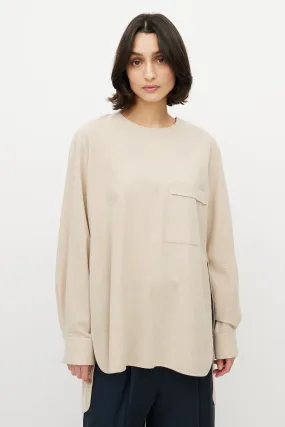 Beige Cashmere Side Slit Top