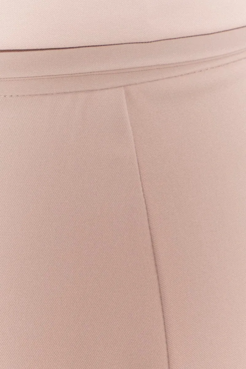 Beige Wide Leg Pants High Rise Paperbag