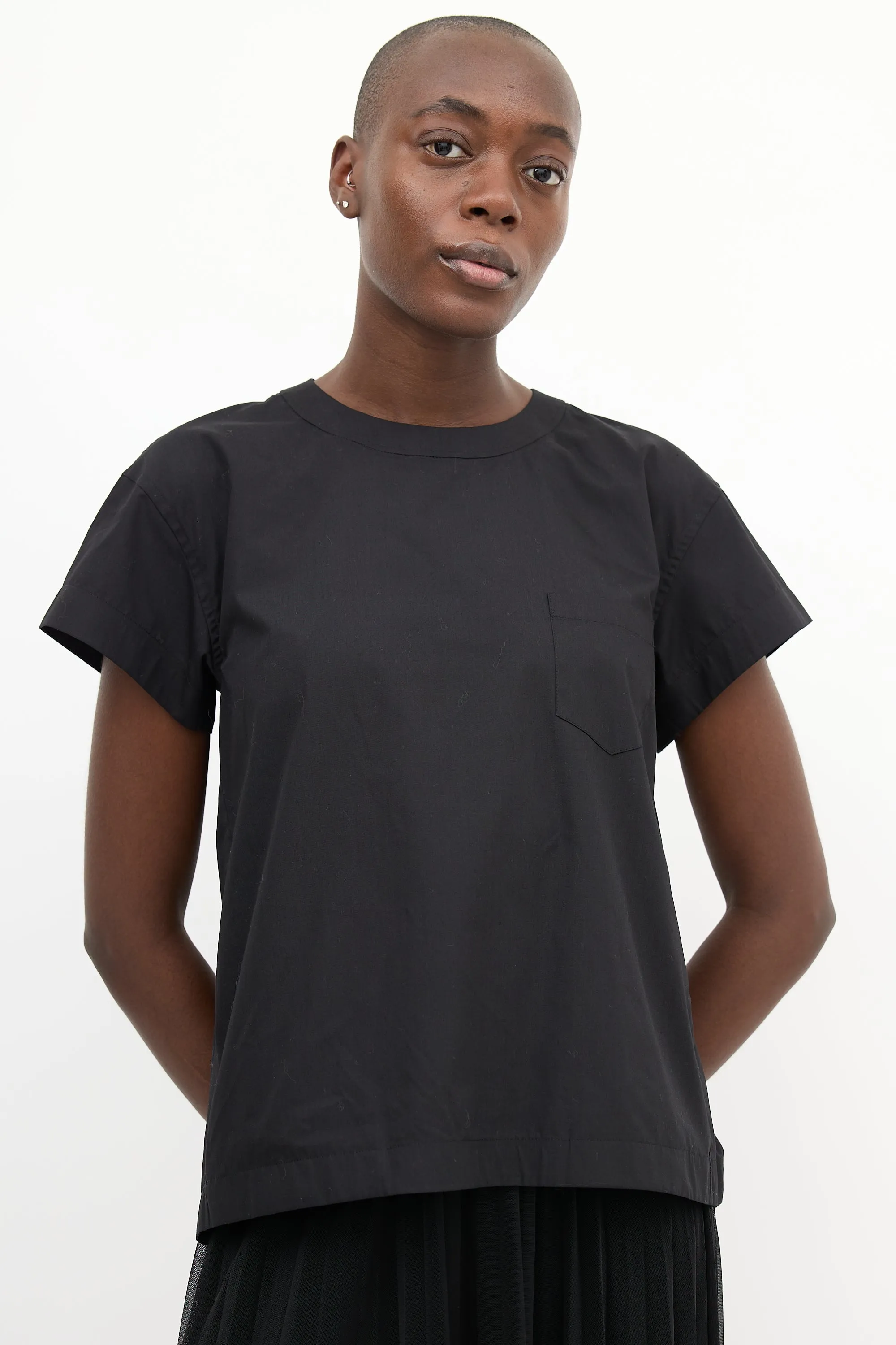 Black Lace Up Back Top