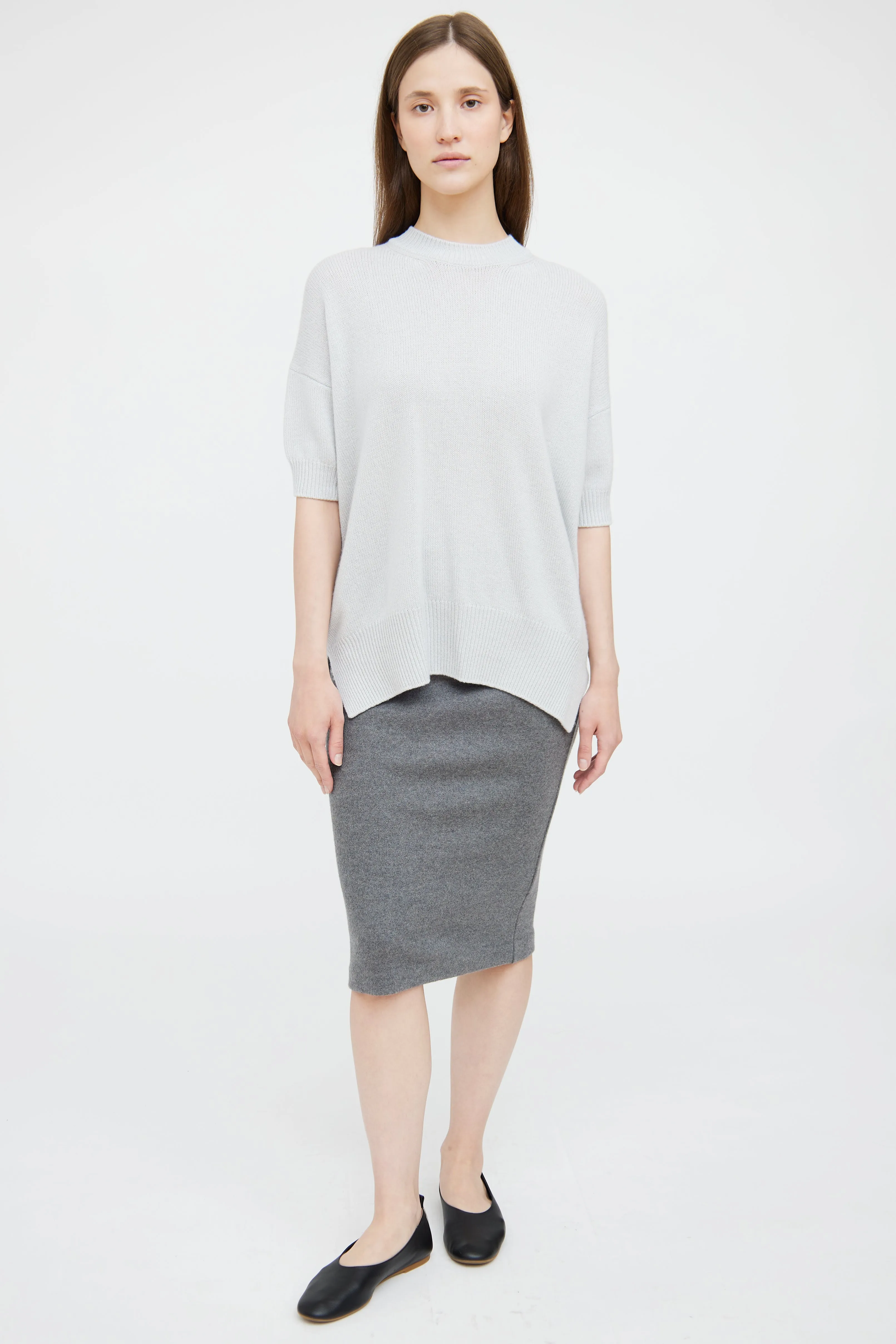 Blue Cashmere Short Sleeve Top