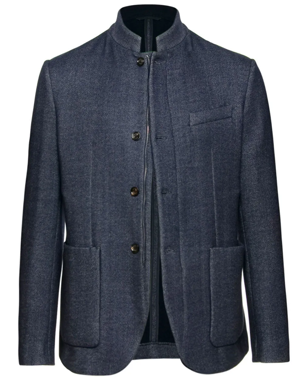 Blue Herringbone Single Breasted Sportcoat