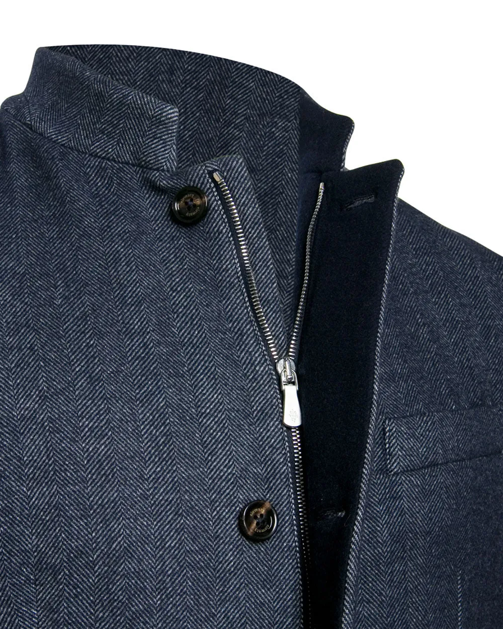 Blue Herringbone Single Breasted Sportcoat