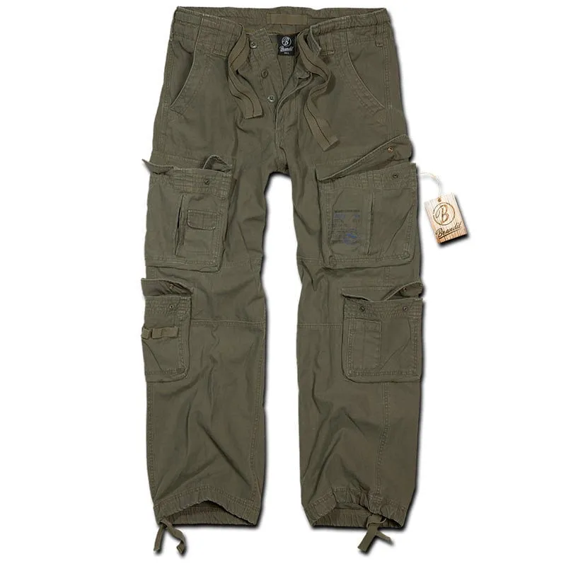 Brandit Pure Vintage Elastic Waist Trousers, Olive
