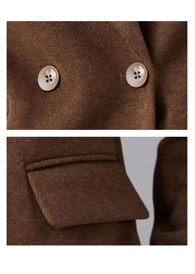 Brown Double Breasted Blazer Pants Suit
