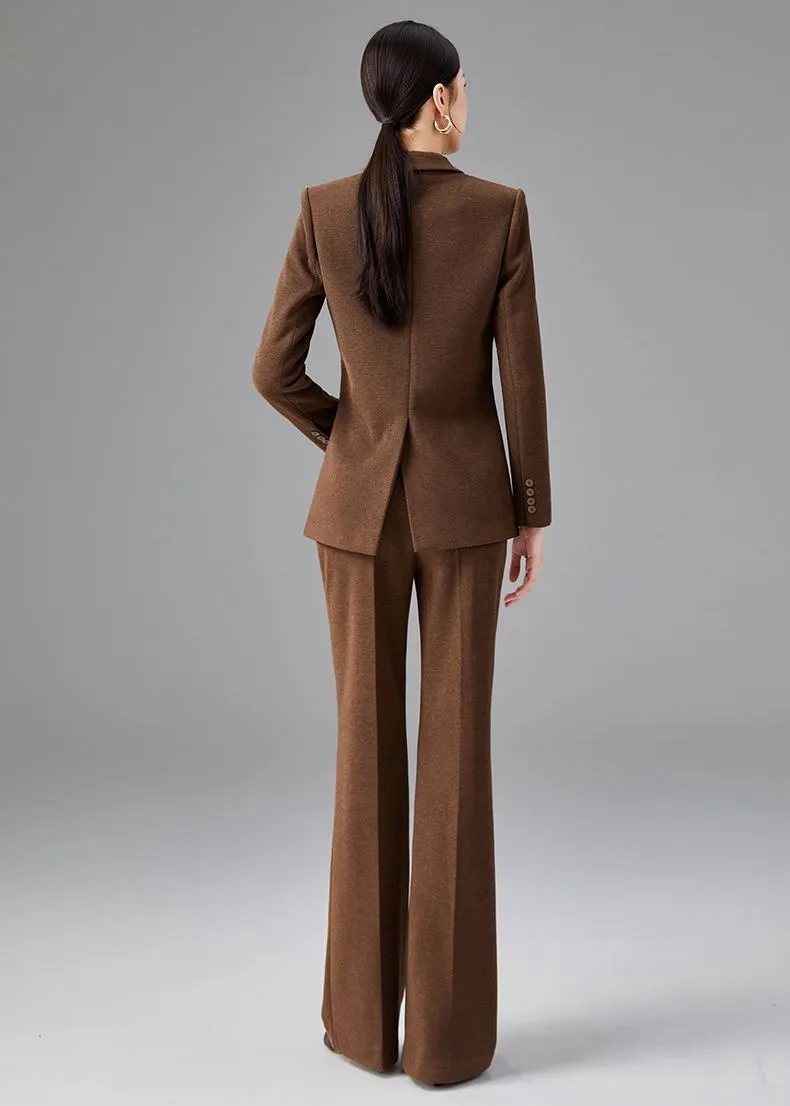 Brown Double Breasted Blazer Pants Suit