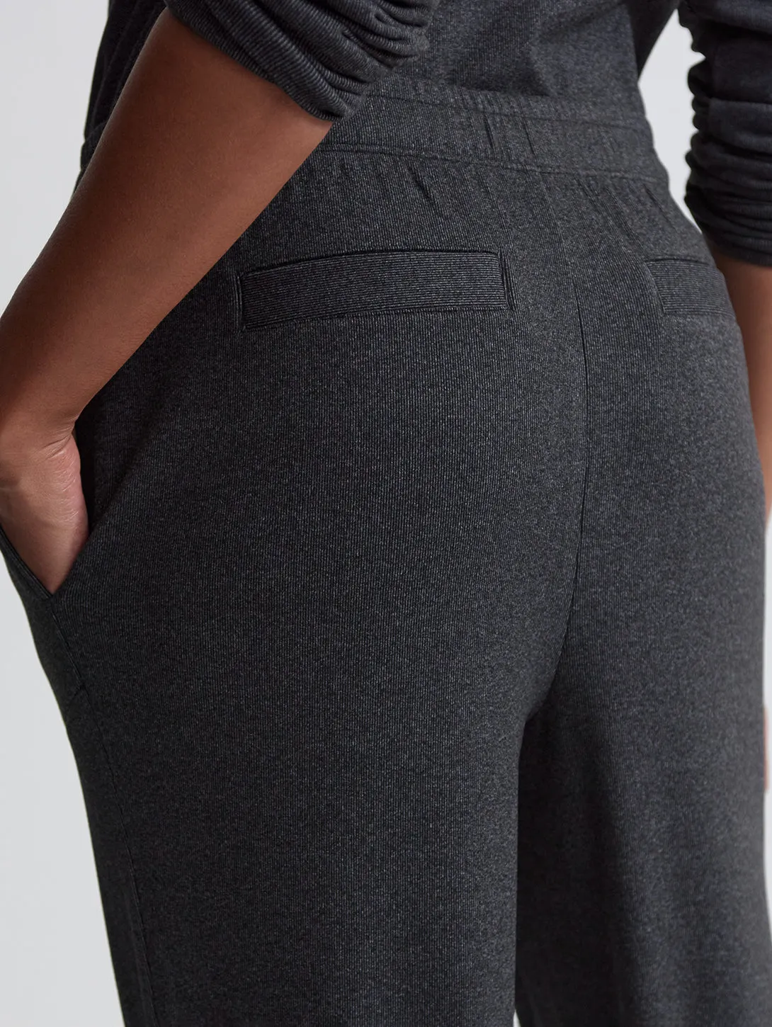 Brushed Rib Slim Cuff Pant 25" - Black Marl
