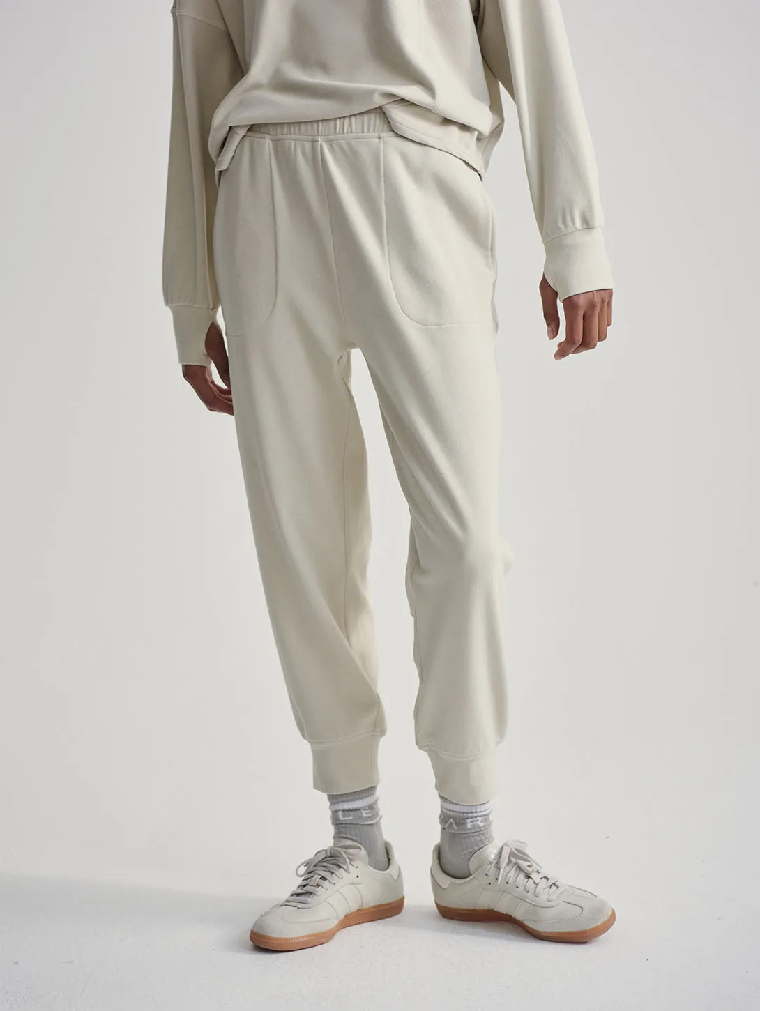 Brushed Rib Slim Cuff Pant 25" - Cement Marl