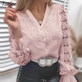 deanwangkt Embroidered Floral Lace Blouse Women Long Petal Sleeve Woman Shirt White Elegant Fashion Women Blouses Tops Blusas 24496