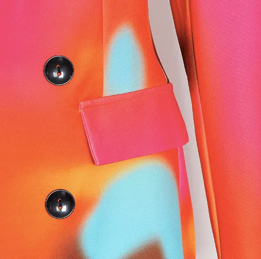 Double-breasted printed suit   elastic pants