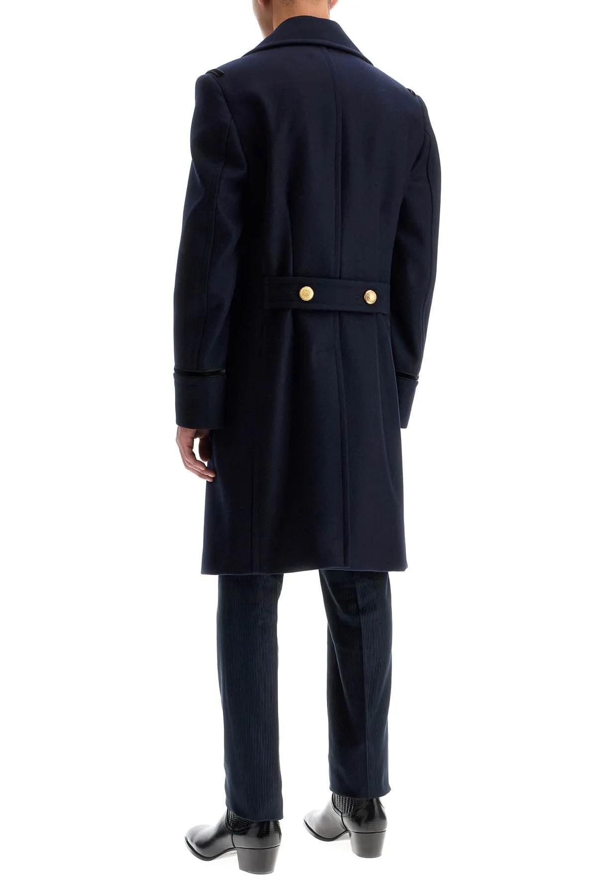 double-breasted wool felt coat