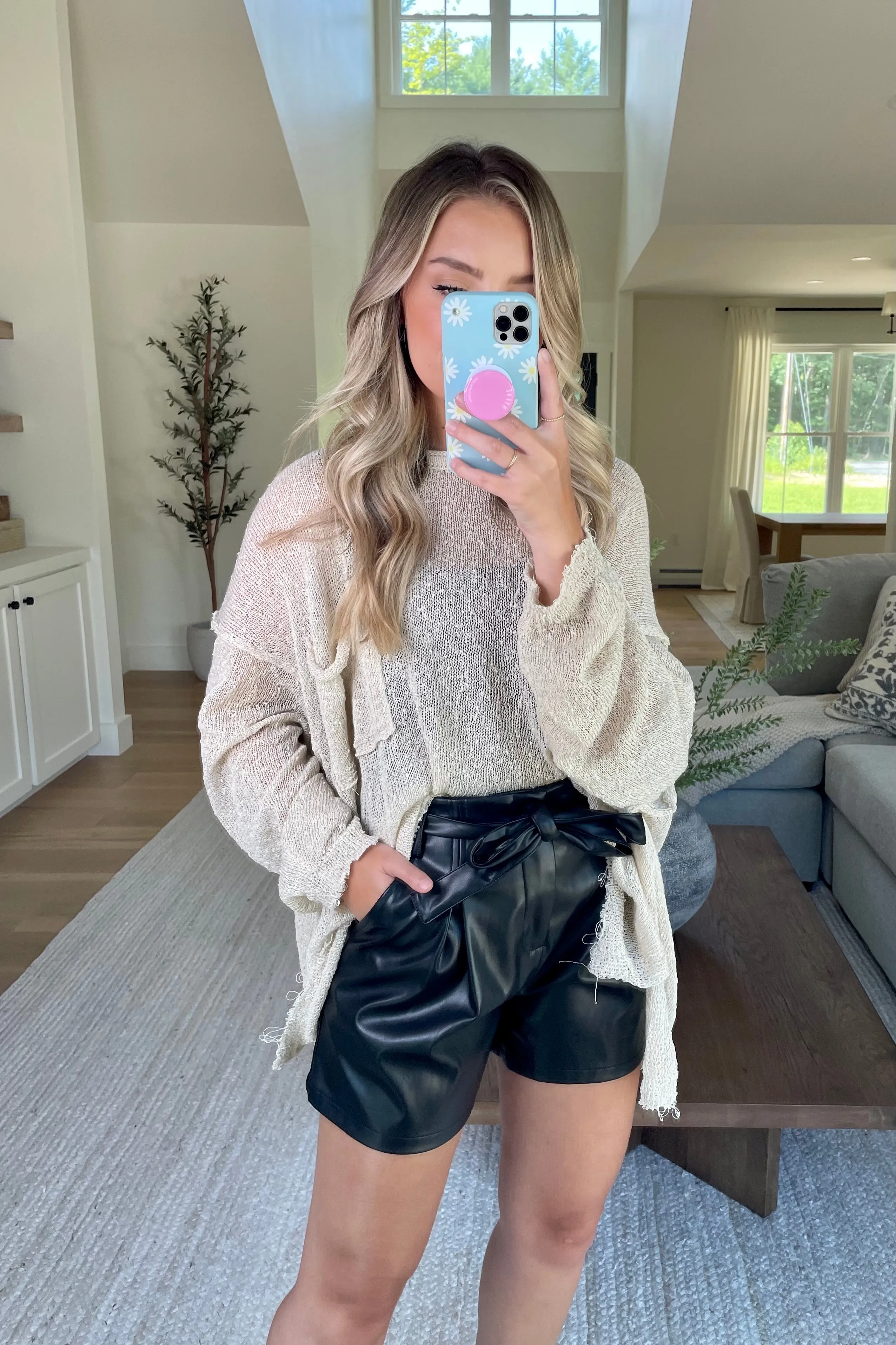Faux Leather Paperbag Shorts