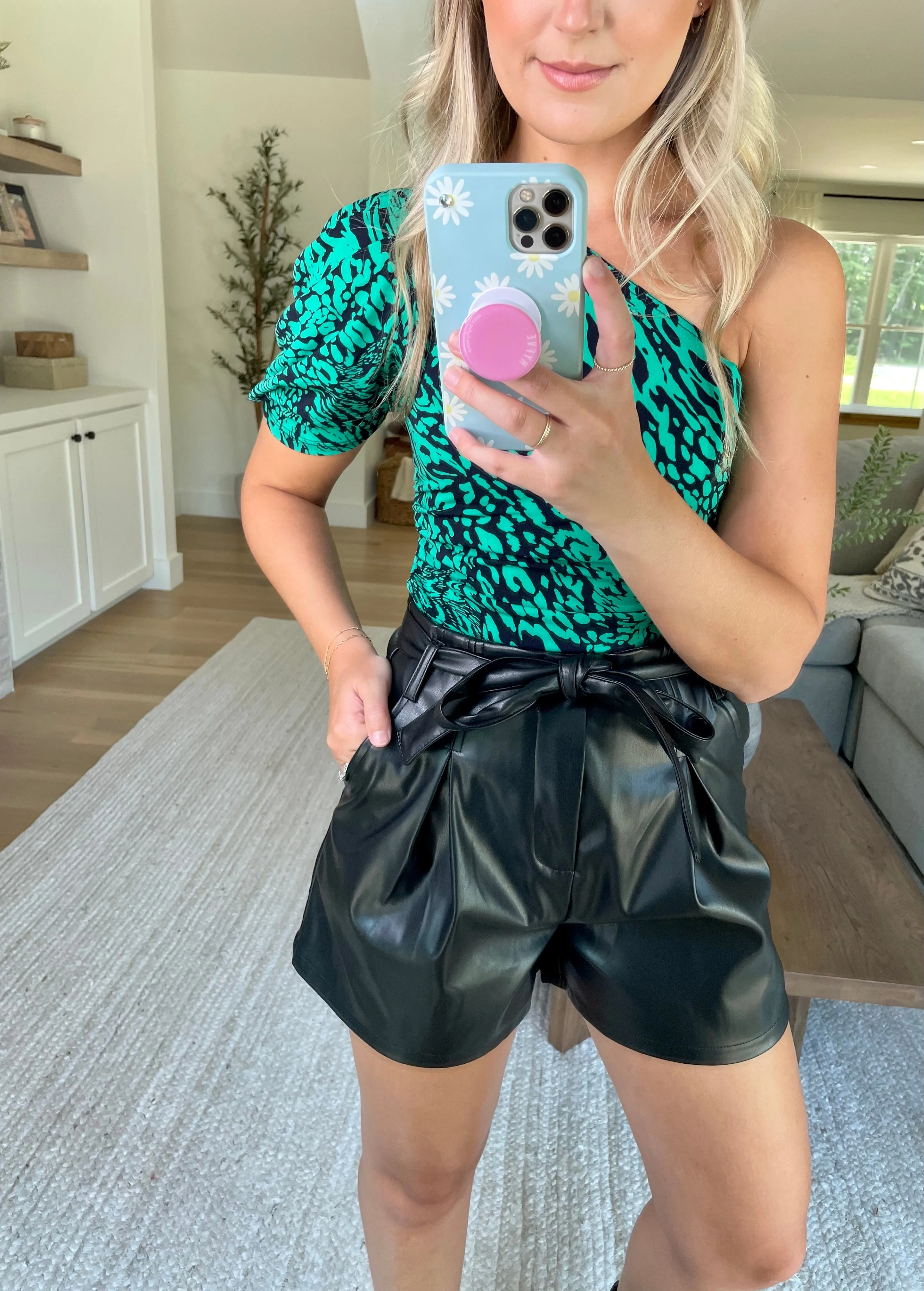 Faux Leather Paperbag Shorts