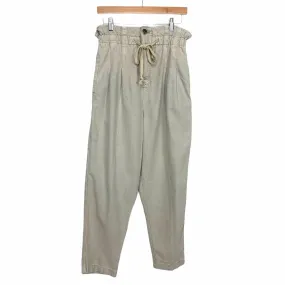 Free People Khaki Pleated Paperbag Waist Pants NWT- Size S (Inseam 24.5”)