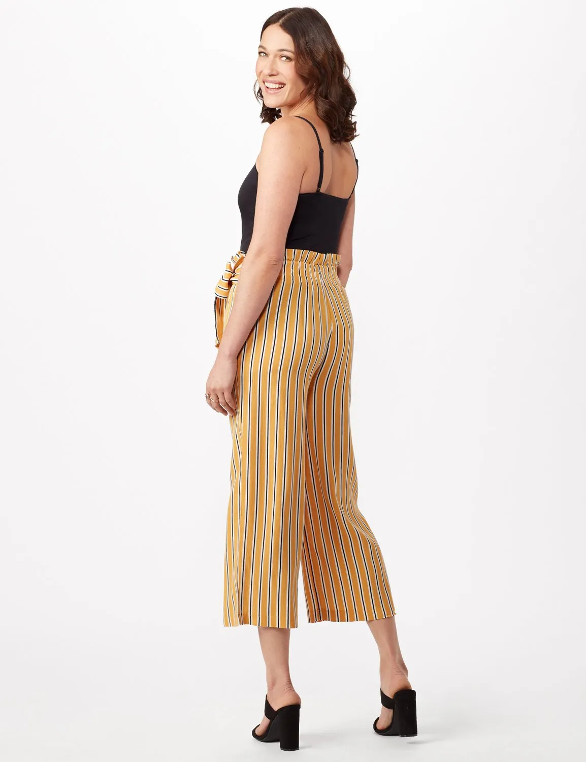 Gold Striped Pants with Tie Waist