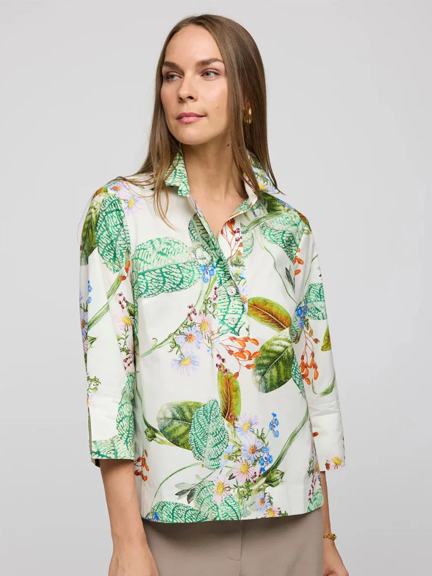 Hinson Wu Aileen 3/4 Sleeve Botanical Flora Print Shirt in Multi