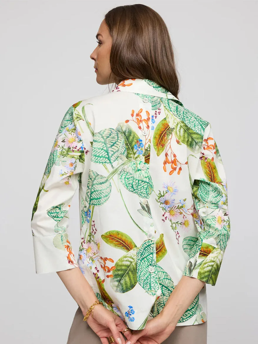 Hinson Wu Aileen 3/4 Sleeve Botanical Flora Print Shirt in Multi