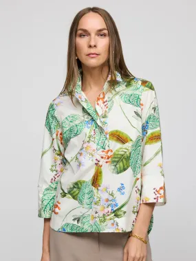 Hinson Wu Aileen 3/4 Sleeve Botanical Flora Print Shirt in Multi