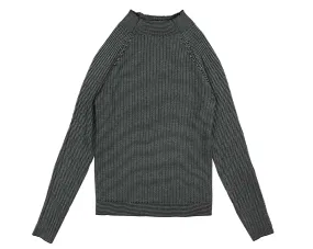 HKN550-STRIPPED RIBBED TURTLENECK-Teal