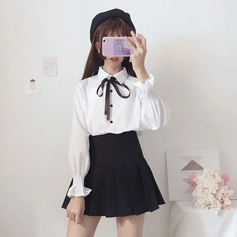 Kawaii Bow White Blouse