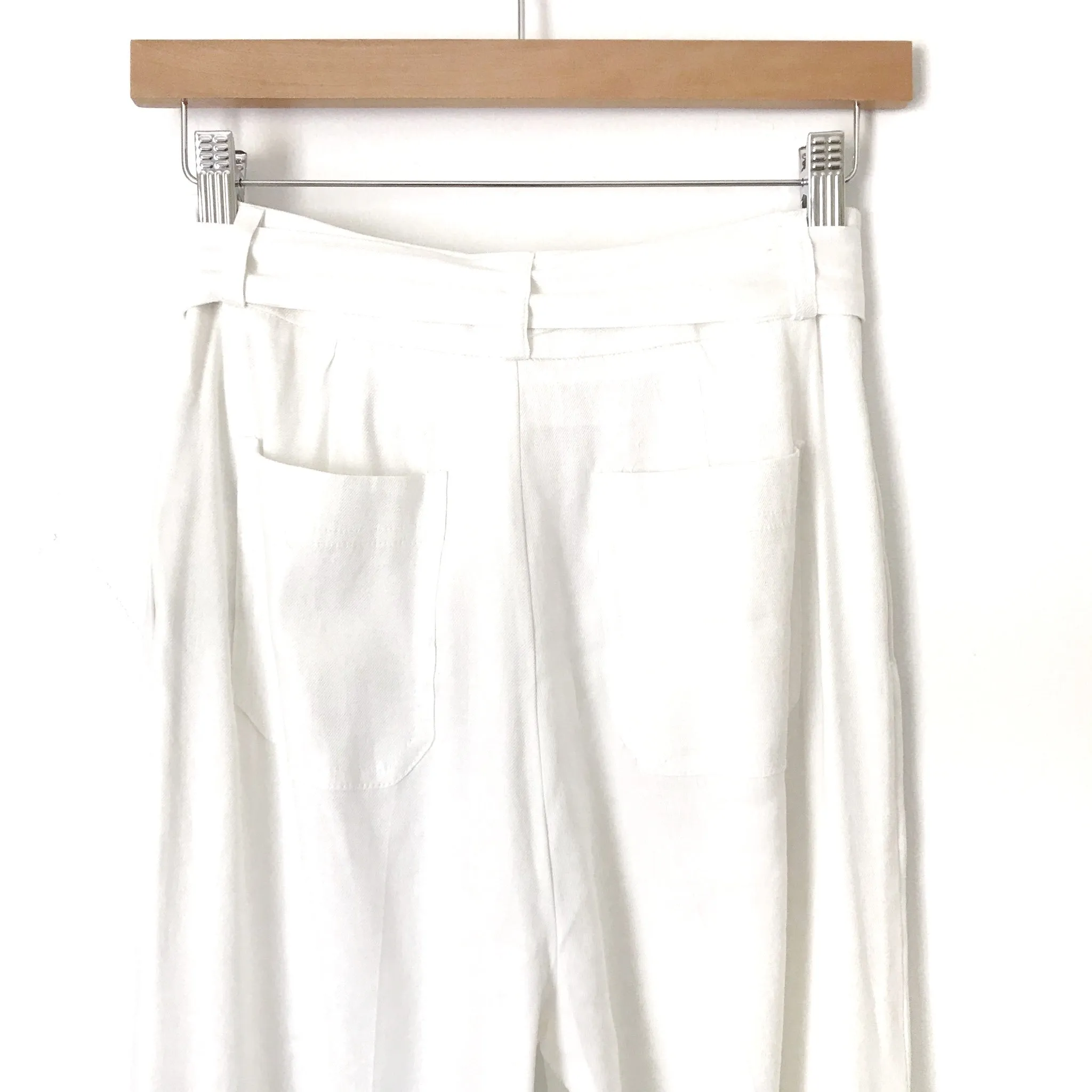 Laundry White Paperbag Waist Cropped Wide Leg Pants- Size 2 (Inseam 22.5”)