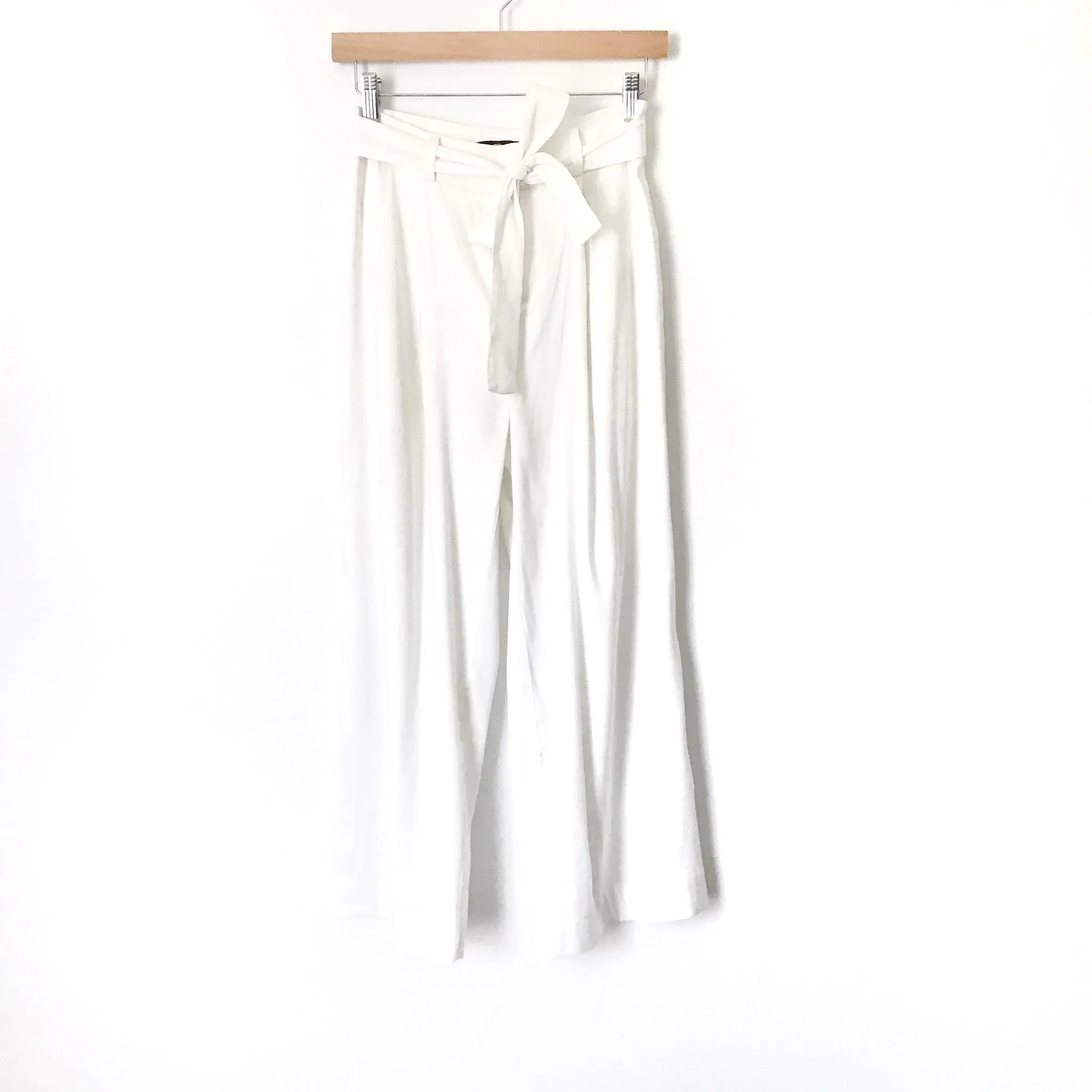 Laundry White Paperbag Waist Cropped Wide Leg Pants- Size 2 (Inseam 22.5”)