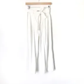 Laundry White Paperbag Waist Cropped Wide Leg Pants- Size 2 (Inseam 22.5”)