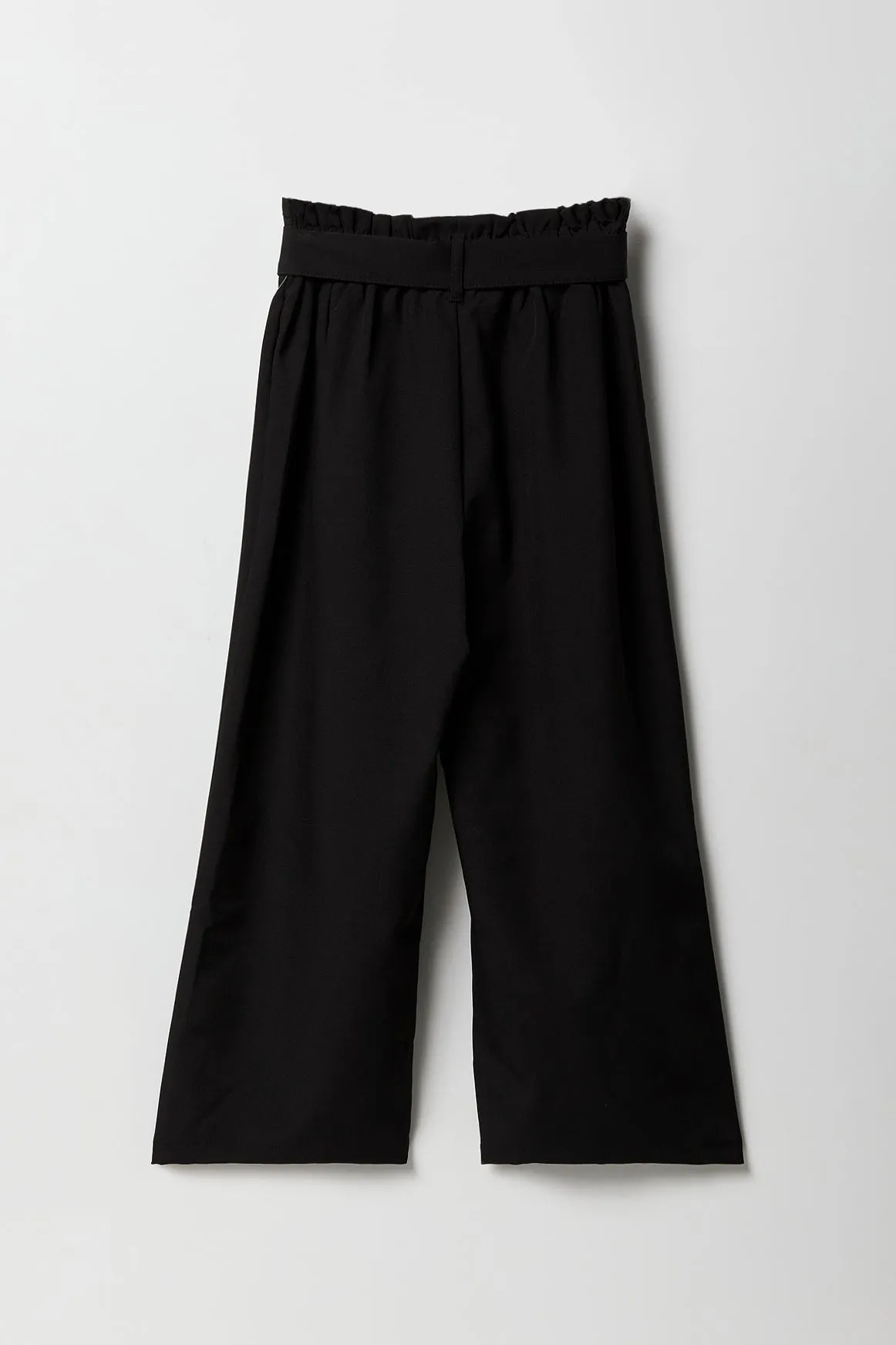 Pantalon à jambe large avec taille cintrée et ceinture pour fille
